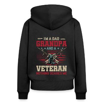 Ich Bin Ein Vater, Opa Und Ein Veteran, Nichts - Frauen Premium Bio Zip Hoodie - Schwarz - Hinten - Julia (174cm)