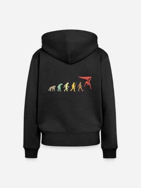 Klettern Retro Klettern Evolution Climber - Frauen Premium Bio Zip Hoodie - Schwarz