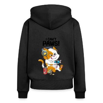 Funny Cat Gaming Kids Boys Gamer Video Games & - Women's Premium Organic Zip Hoodie - black - Back - Julia (174cm)