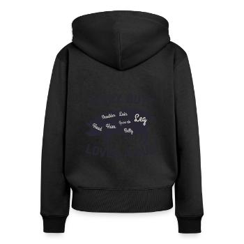 Jeder Hintern liebt ein Reiben Lustiges Schwein Schweinefleisch Raucher BBQ - Frauen Premium Bio Zip Hoodie - Schwarz - Hinten - Julia (174cm)