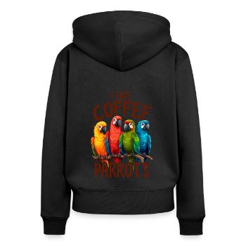 Funny Parrot Coffee Parrot Whisperer Coffee Lovers - Women's Premium Organic Zip Hoodie - black - Back - Julia (174cm)