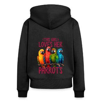 Papagei Damen Vögel Papagei Mama Lustiger Papagei Vogel - Frauen Premium Bio Zip Hoodie - Schwarz - Hinten - Julia (174cm)