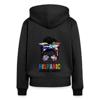 National Hispanic Heritage Month Spanish American - Women's Premium Organic Zip Hoodie - black - Back - Julia (174cm)
