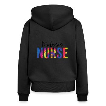 Nurse Funny Dialysis Tie Dye Dialysis Nurse - Women's Premium Organic Zip Hoodie - black - Back - Julia (174cm)