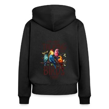 Je ne parle qu’à mon oiseau aujourd’hui Observation des oiseaux Drôle - Sweat à capuche zippé Premium bio Femme - noir - Dos - Julia (174cm)