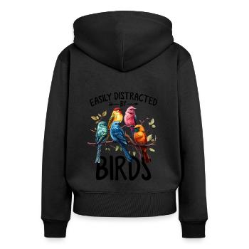 Lustige Haustiervögel Vogelbeobachtung Vogelbeobachtung - Frauen Premium Bio Zip Hoodie - Schwarz - Hinten - Julia (174cm)