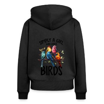 Funny Birder Birdwatching Bird Whisperers Bird - Women's Premium Organic Zip Hoodie - black - Back - Julia (174cm)