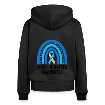 Sensibilisation au diabète de type 1 Diabète juvénile DT1 - Sweat à capuche zippé Premium bio Femme - noir - Dos - Julia (174cm)