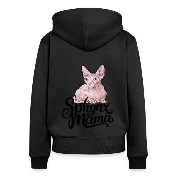 Sphynx Katze Lustiges Kätzchen Mama Haarlos Felllos - Frauen Premium Bio Zip Hoodie - Schwarz - Hinten - Julia (174cm)