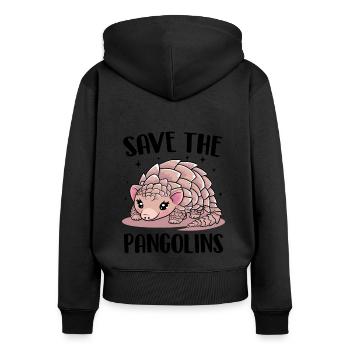 Rette die Schuppentiere Lustige Tierwelt Nächtlich - Frauen Premium Bio Zip Hoodie - Schwarz - Hinten - Julia (174cm)