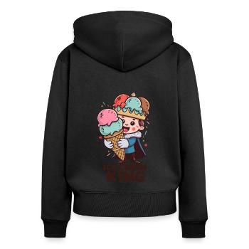 Frozen Cream Lustige Naschkatze Frozen Summer Snack - Frauen Premium Bio Zip Hoodie - Schwarz - Hinten - Julia (174cm)