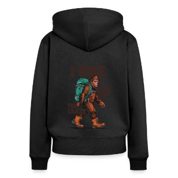 Je fais de la randonnée pour brûler le fou drôle Bigfoot Hiking - Sweat à capuche zippé Premium bio Femme - noir - Dos - Julia (174cm)