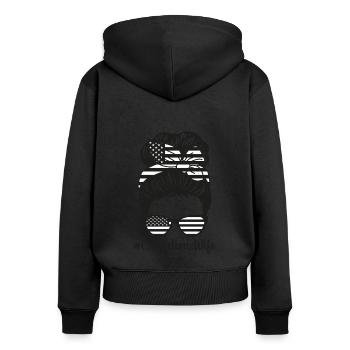 Korrekturen Ehefrau Wertschätzung Unordentliches Brötchengesetz - Frauen Premium Bio Zip Hoodie - Schwarz - Hinten - Julia (174cm)