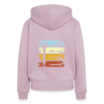 Outils de menuisiers vintage bricolage - Sweat à capuche zippé Premium bio Femme - rose poudré - Dos - Julia (174cm)
