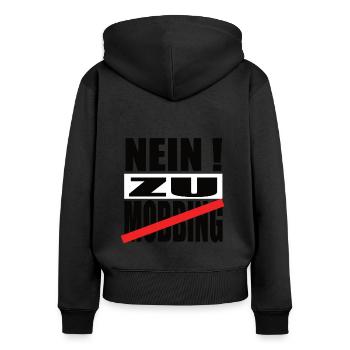 Gegen Mobbing Nein zu Mobbing - Frauen Premium Bio Zip Hoodie - Schwarz - Hinten - Julia (174cm)