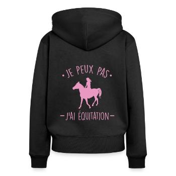 Je peux pas j'ai équitation silhouette cavalière - Sweat à capuche zippé Premium bio Femme - noir - Dos - Julia (174cm)