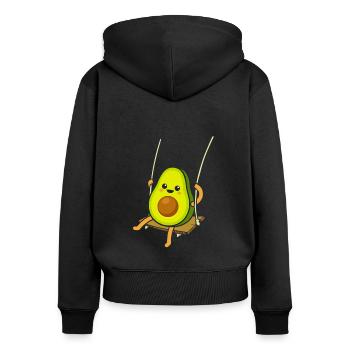 Avocado auf einer Schaukel - Frauen Premium Bio Zip Hoodie - Schwarz - Hinten - Julia (174cm)