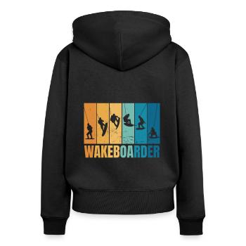 Wakeboard Sports nautiques Wakeboard ski nautique - Sweat à capuche zippé Premium bio Femme - noir - Dos - Julia (174cm)