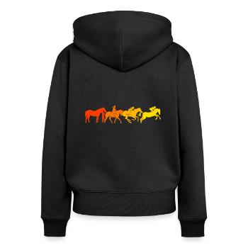 Reitlehrer Reiten Pferde Reiter - Frauen Premium Bio Zip Hoodie - Schwarz - Hinten - Julia (174cm)