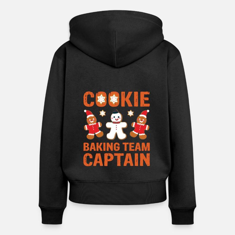 Capitaine de l’équipe de cuisson de biscuits - Cuisson de Noël - Sweat à capuche zippé Premium bio Femme - noir