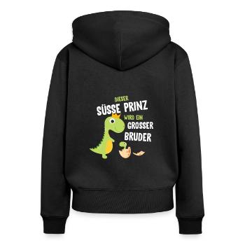 Großer Bruder - Frauen Premium Bio Zip Hoodie - Schwarz - Hinten - Julia (174cm)