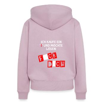 Ich Kaufe Ein I Und Möchte Lösen - Frauen Premium Bio Zip Hoodie - Altrosa - Hinten - Julia (174cm)