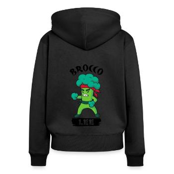 Brocco Lee Broccoli Meme - Frauen Premium Bio Zip Hoodie - Schwarz - Hinten - Julia (174cm)