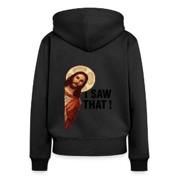 I saw that Jesus Christ - Women's Premium Organic Zip Hoodie - black - Back - Julia (174cm)