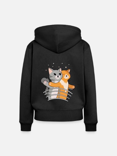 Titanic Katze - Frauen Premium Bio Zip Hoodie - Schwarz