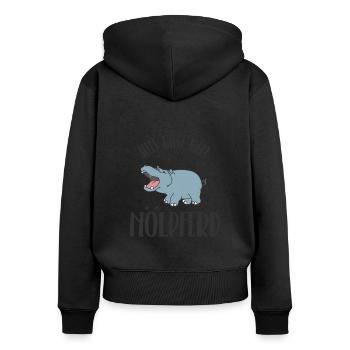 Nölpferd - Alles kacke hier! - Frauen Premium Bio Zip Hoodie - Schwarz - Hinten - Julia (174cm)