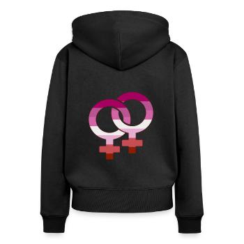 Lesbian Symbol - Gay Pride Queer LGBTQ CSD - Frauen Premium Bio Zip Hoodie - Schwarz - Hinten - Julia (174cm)