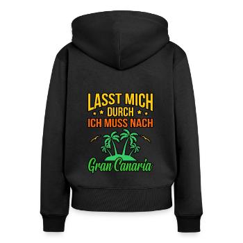 Gran Canaria - Sweat à capuche zippé Premium bio Femme - noir - Dos - Julia (174cm)