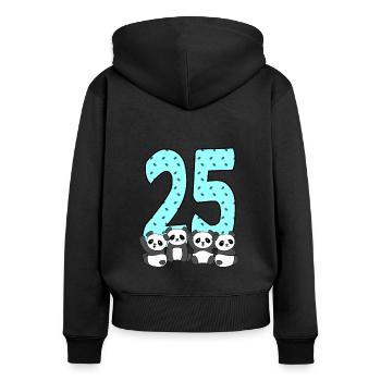 25. Geburtstag - Frauen Premium Bio Zip Hoodie - Schwarz - Hinten - Julia (174cm)