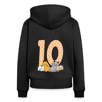 10. Geburtstag - Frauen Premium Bio Zip Hoodie - Schwarz - Hinten - Julia (174cm)