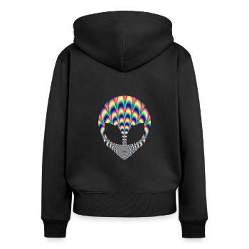 Alien - Frauen Premium Bio Zip Hoodie - Schwarz - Hinten - Julia (174cm)