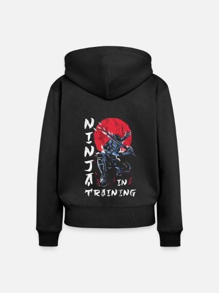 Ninja - Frauen Premium Bio Zip Hoodie - Schwarz