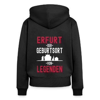 Erfurt Thüringen Skyline - Frauen Premium Bio Zip Hoodie - Schwarz - Hinten - Julia (174cm)