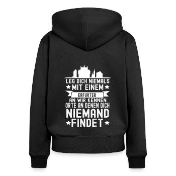 Erfurt Thüringen Skyline - Frauen Premium Bio Zip Hoodie - Schwarz - Hinten - Julia (174cm)
