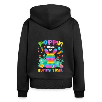 Poppin Down The Rabbit Trail Kaninchen mit Osterei - Frauen Premium Bio Zip Hoodie - Schwarz - Hinten - Julia (174cm)
