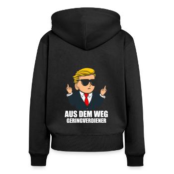Aus dem Weg Geringverdiener Vermögend Millionär - Frauen Premium Bio Zip Hoodie - Schwarz - Hinten - Julia (174cm)