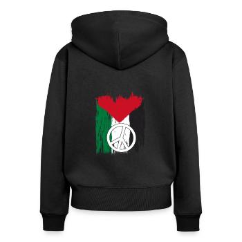 Palästina - Frauen Premium Bio Zip Hoodie - Schwarz - Hinten - Julia (174cm)