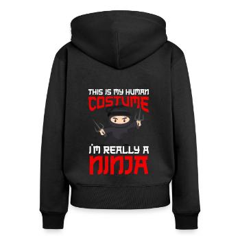 Ninja Tshirt Kids Men Ninjutsu - Women's Premium Organic Zip Hoodie - black - Back - Julia (174cm)