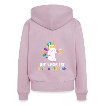 Die Lage ist besäufniserregend Einhorn - Frauen Premium Bio Zip Hoodie - Altrosa - Hinten - Julia (174cm)