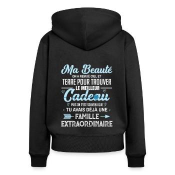 Meilleur cadeau mon amour saint valentin couple - Sweat à capuche zippé Premium bio Femme - noir - Dos - Julia (174cm)