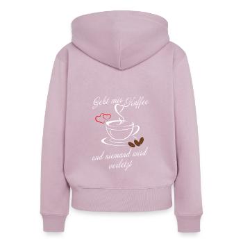 Gebt mir Kaffee und niemand wird verletzt - Frauen Premium Bio Zip Hoodie - Altrosa - Hinten - Julia (174cm)