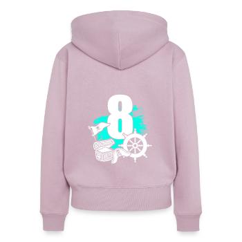 Pirate 8 ans - Sweat à capuche zippé Premium bio Femme - rose poudré - Dos - Julia (174cm)