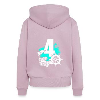 Pirate 4 ans - Sweat à capuche zippé Premium bio Femme - rose poudré - Dos - Julia (174cm)
