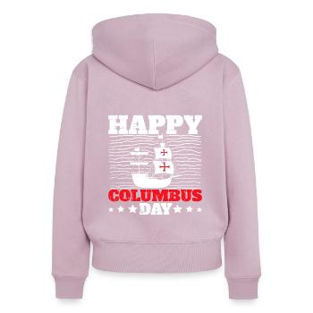 Christopher Columbus - Frauen Premium Bio Zip Hoodie - Altrosa - Hinten - Julia (174cm)