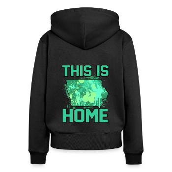 Startseite Iowa Geschenk - Frauen Premium Bio Zip Hoodie - Schwarz - Hinten - Julia (174cm)