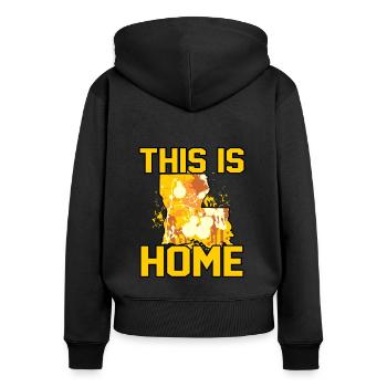 Startseite Louisiana Geschenk - Frauen Premium Bio Zip Hoodie - Schwarz - Hinten - Julia (174cm)